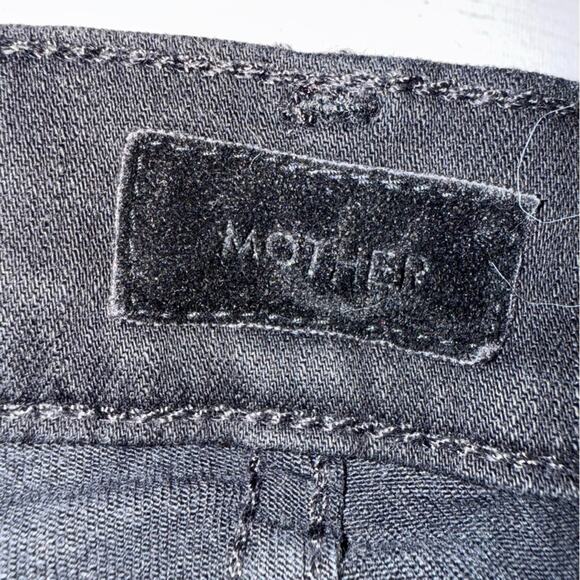 MOTHER The Stunner Double Zip Ankle Step Fray Black Denim Jeans Size 24 - Picture 9 of 12